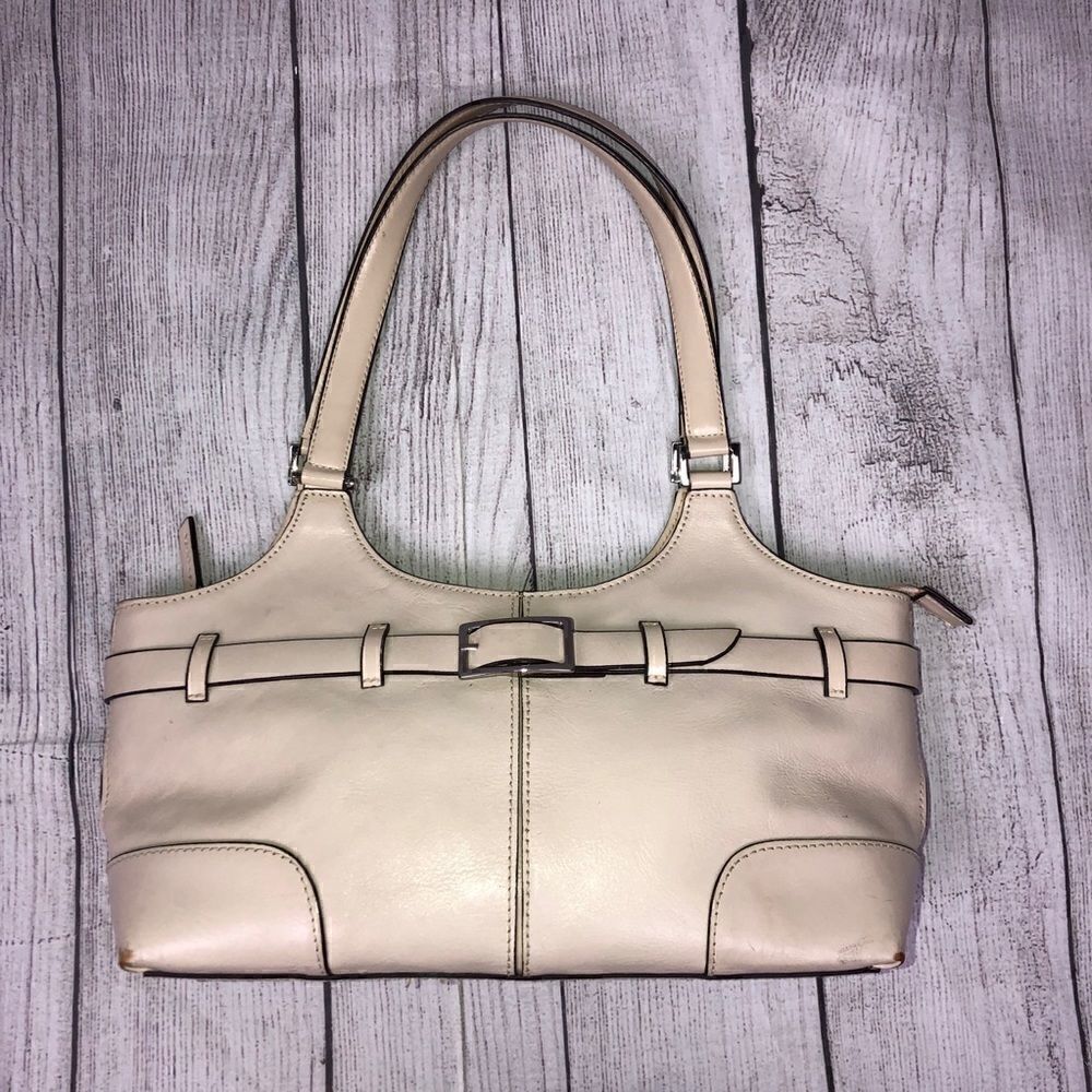Valerie stevens leather handbag cream color